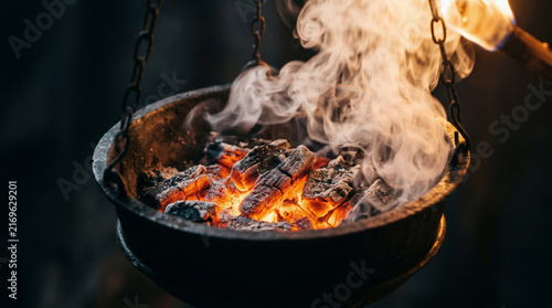 God’s Covenant with Abram. A smoking firepot and a flaming torch miraculously passing between the pieces of animal sacrifices at night