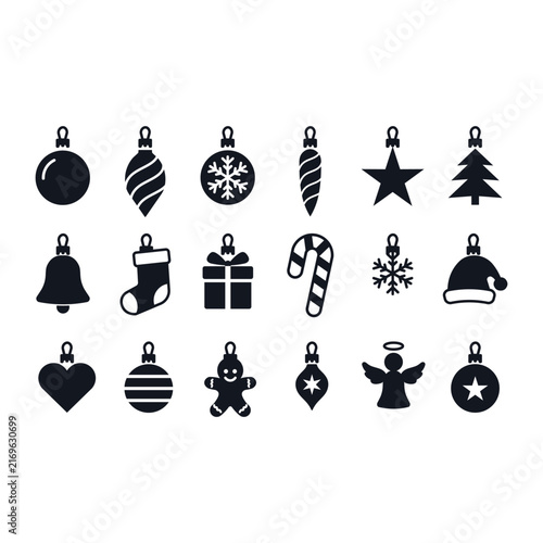 Christmas Ornaments & Holiday Decorations Silhouette Icon Set