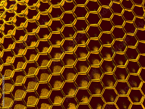 Duotone Amber Honeycomb Pattern Texture, Golden Hexagonal Abstract Background