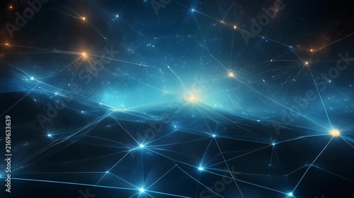 Abstract Digital Network Visualization Depicting Interconnected Technology and Global Connectivity in Blue Hues