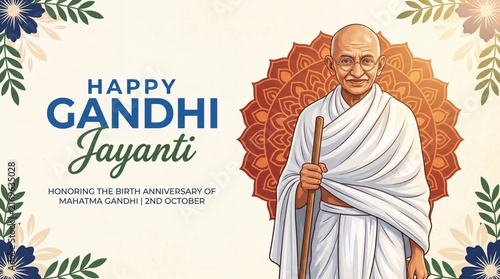 Happy Gandhi Jayanti Creative Illustration