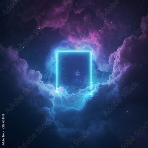 Premium Neon Space Gateway with Cosmic Light