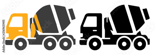 Bild auf Leinwand Construction cement mixer truck icon set with two color variations on transparen