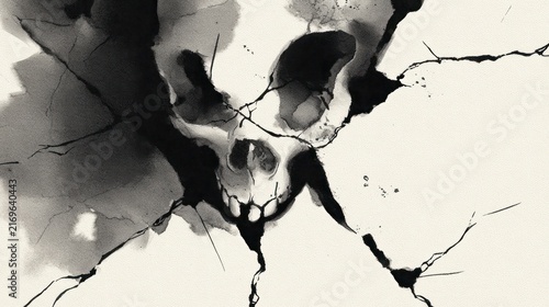 Abstract skull artwork depicting mortality and impermanence on textured background