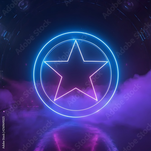 Premium Neon Star Portal with Futuristic Energy Glow