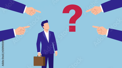 Canvas Print Businessman under pressure, facing blame, accusation, and uncertainty