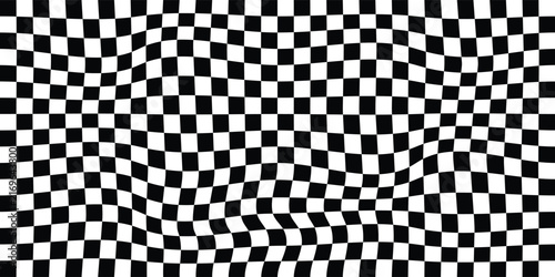 Black and white doodle checkerboard used as wallpapers, dynamic website banner backgrounds, and social media graphics. Square shape checkerboard texture vector illustration.