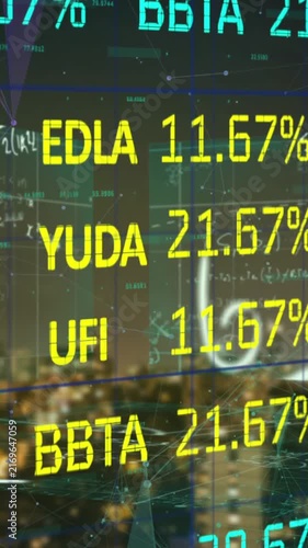 Stock market data processing against cityscape