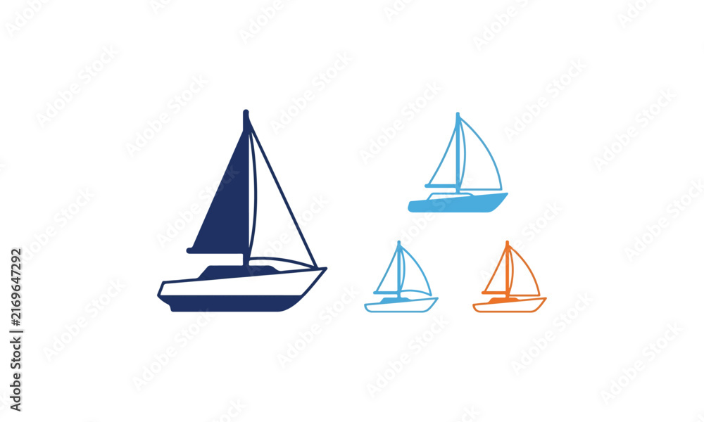 Fototapeta premium Sailboat icon set vector collection on white background