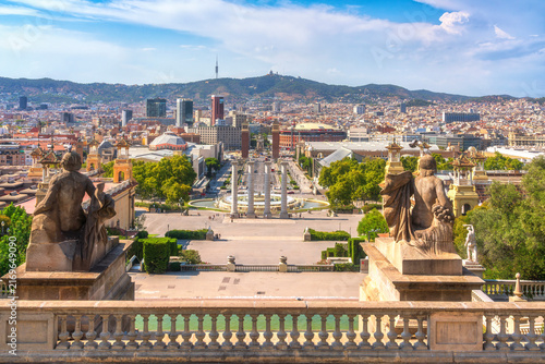 Barcelona City View from Montjuic Hill Catalonia Spain