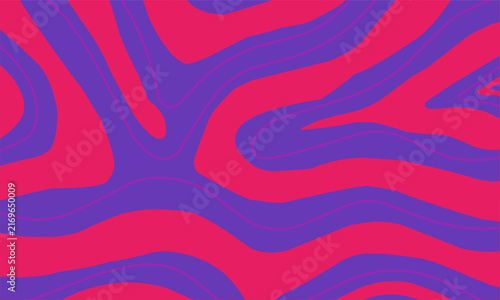 Vibrant Pink and Purple Abstract Liquid Marble Pattern with Wavy Organic Lines and Retro Aesthetic