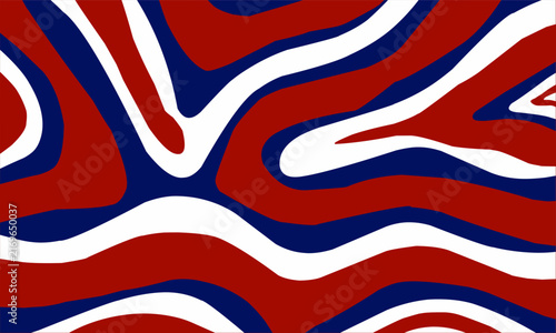 Abstract Red White and Blue Liquid Marble Wavy Background Pattern for American Patriotic Celebration