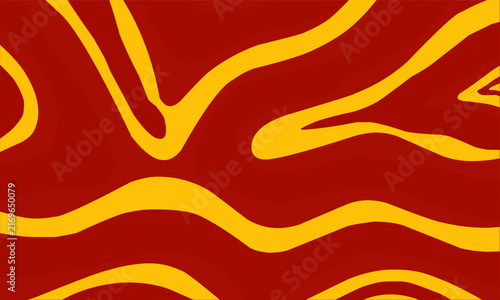 Abstract Red and Yellow Liquid Marble Background with Wavy Flowing Lines and Organic Texture