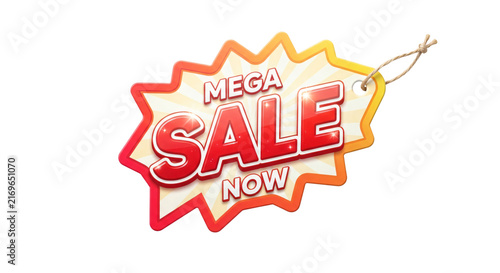 Obraz na płótnie Mega sale tag with red and yellow typography