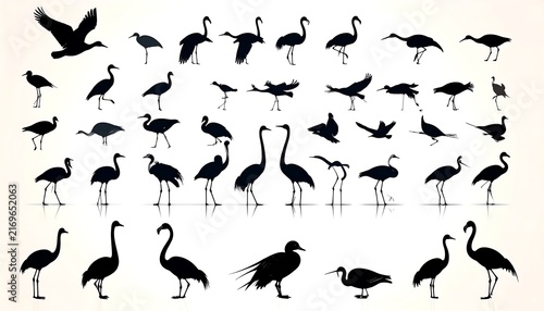 Black and white bird flock silhouette artwork.