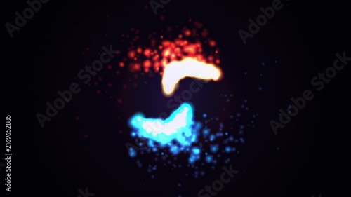 Abstract orange and blue swirling fire energy icons