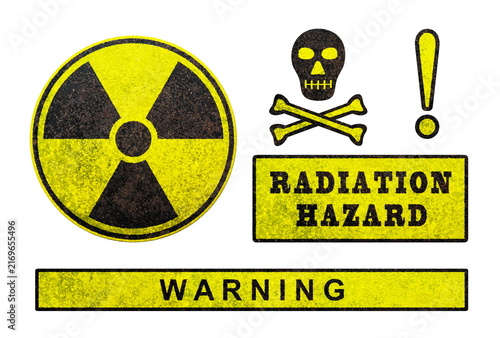radiation hazard signs isolated on white