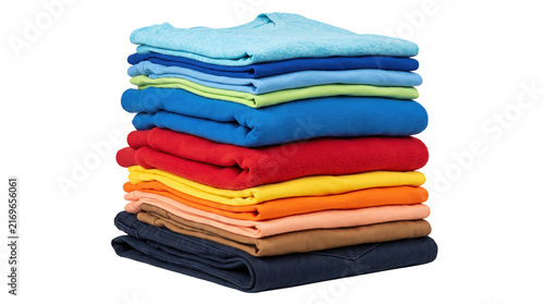 Foto Neatly Folded Stack of Colorful Clothing