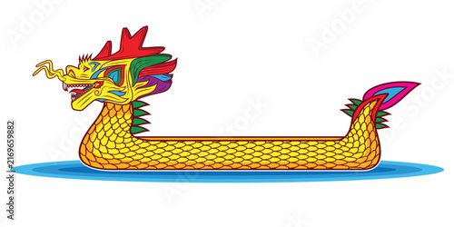 Line art Illustration vector symbols of Dragon boat or Dragon boat festival drawing in colorful
