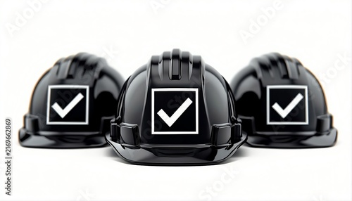Black Safety Helmets with Checkmark