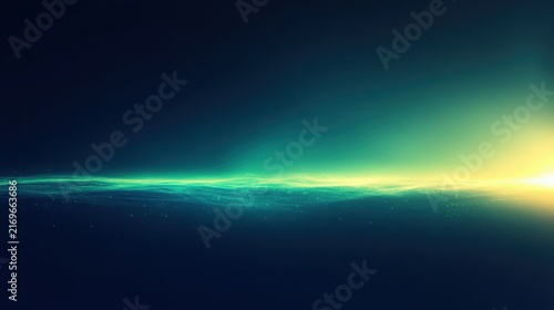 Abstract glowing horizon light background with dark blue and teal gradient atmosphere