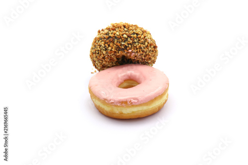 donut on a white background. It is a snack.