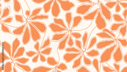 Seamless Orange Botanical Leaf Pattern