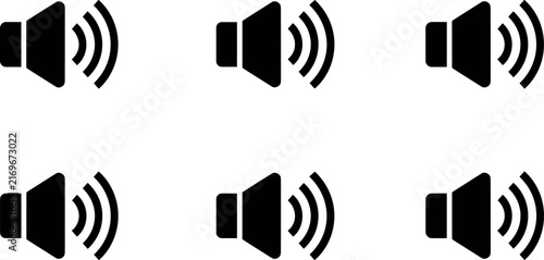 Speaker Volume Icon Set in Solid Glyph Style for Audio and Multimedia Controls