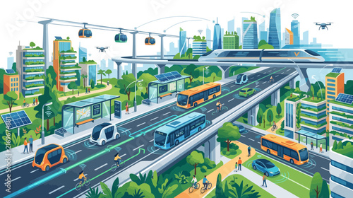Smart City Transportation: Futuristic Eco-Friendly Transport and Green Buildings