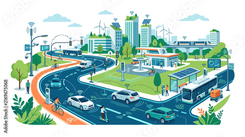 Smart City with Autonomous Vehicles, Green Energy, and Connectivity