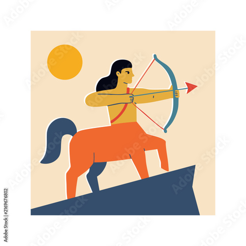 The Sagittarius zodiac sign in a vintage style. Trendy vector illustration