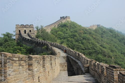 Great Wall of China Winding Through Green Mountains
