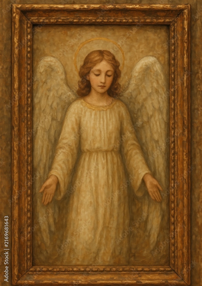 Fototapeta premium Serene angelic figure painting