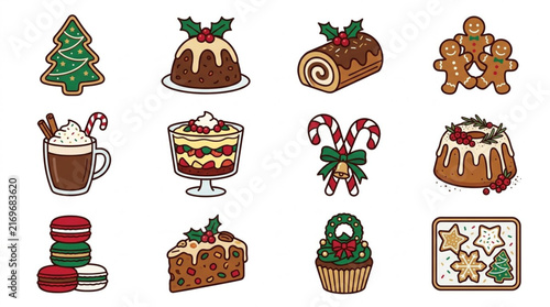 Canvas Print Colorful Christmas Desserts and Holiday Treats Collection.