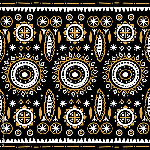 Folk geometric seamless pattern. Tribal motif. Mexican border vector background. Multicolor bright zigzag stripe print