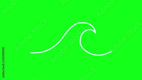 Curved line animation, graphic art representing seawater movement, ocean wave lines, green background, 4K video.
