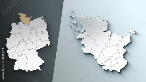 Animated Map of Schleswig Holstein Region Highlighted Within German with State Borders