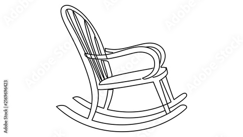 Classic wooden rocking chair white background.