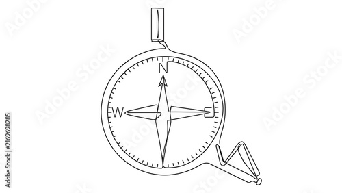 Compass with handle on white background.
