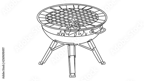 Charcoal grill illustration on white background.