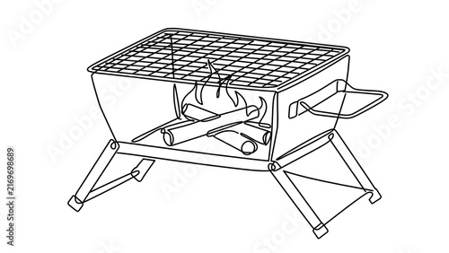 Charcoal grill with tongs white background.