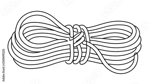 Coiled rope knot illustration white background.