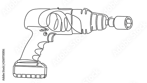 Obraz na płótnie Cordless drill illustration on white background.