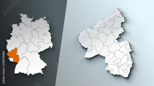 Animated Map of Rhineland Palatinate Region Highlighted Within German with State Borders