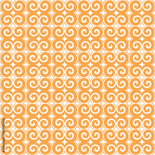 Seamless orange spiral isolated on a white background pattern
