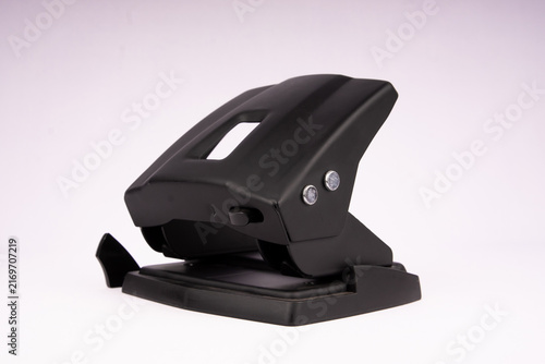 Canvastavla Heavy-duty black 2-hole paper punch with alignment guide, isolated on white background