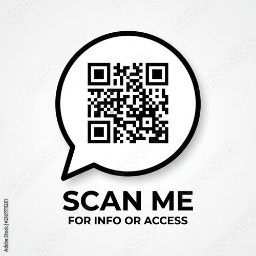 Scan me qr code speech bubble icon
