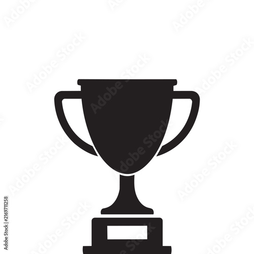 Black winner trophy cup icon representing victory award and achievement isolated on white background