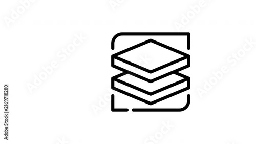 Data layered icon with a border design perfect for branding, web design, app development. Versatile element for various creative projects.
