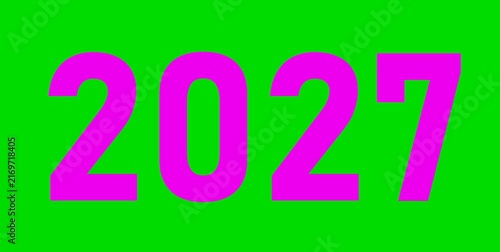 Video Animation of changes from 2026 to 2027 purple on Green Screen